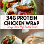 A fresh Cottage Cheese Ranch Chicken Wrap on a plate showcasing High Protein Low Carb Recipes Using Cottage Cheese.
